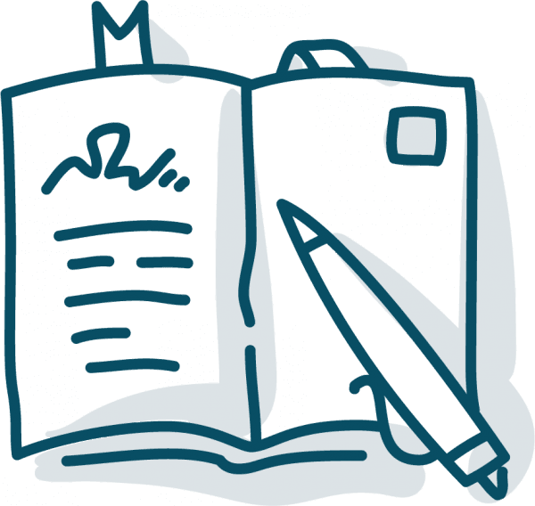 Notepad and pencil clip art.